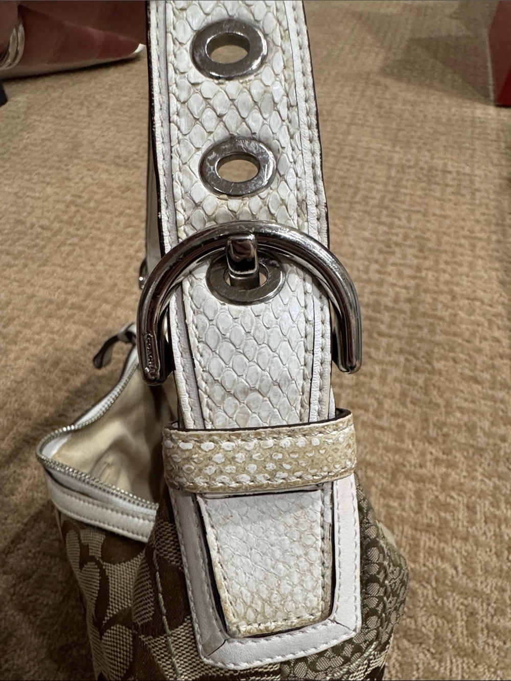 Coach Signature Pattern Patchwork Shoulder Bag - Python Trim - Picture 5 of 9